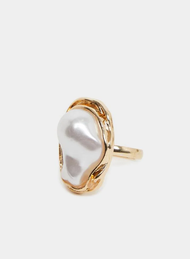 Styli  Gold-Tone Baroque Pearl Statement Ring for Women | Best Price UAE